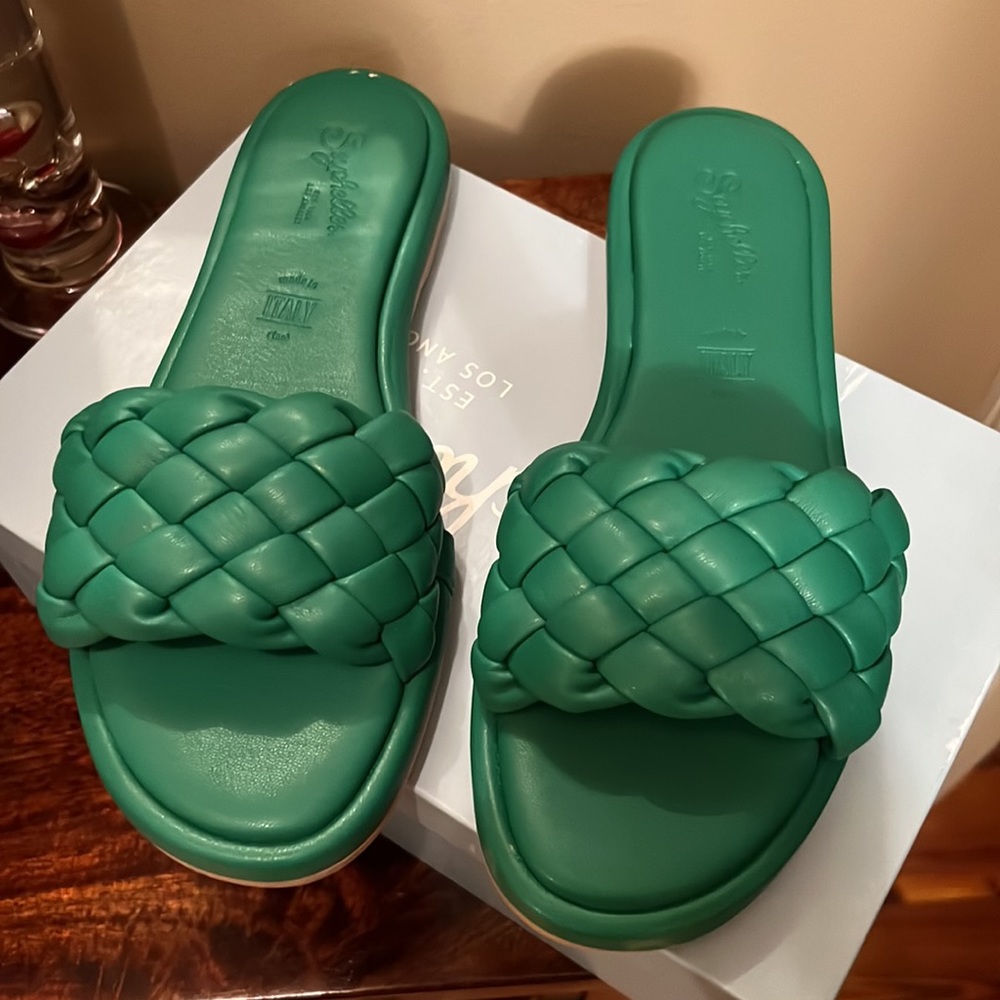Seychelles Bellisima Slide Sandal in Green, Size 7.5